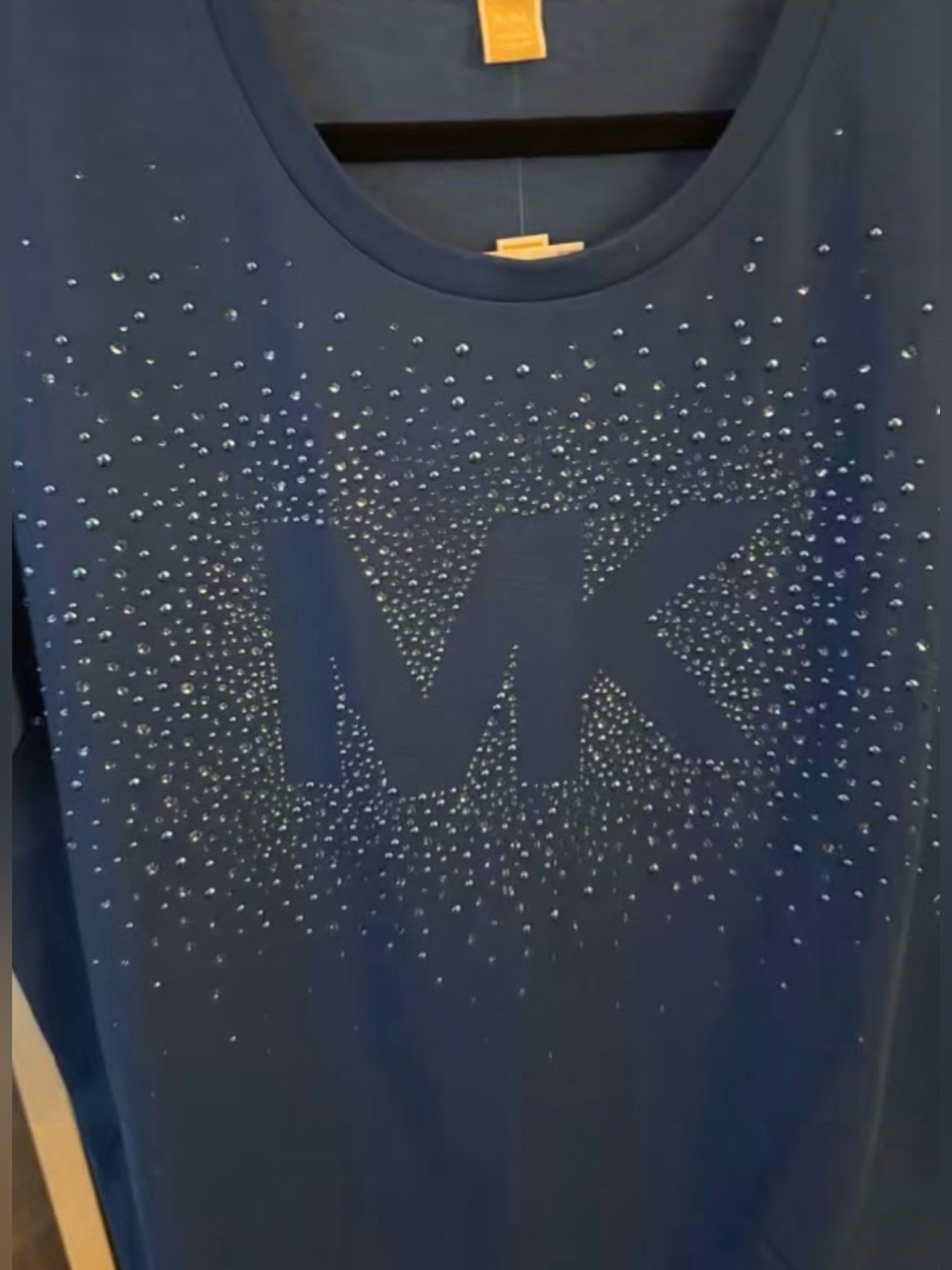 Michael Kors ladies Blue MK Logo short Sleeve Top - Picture 3 of 3